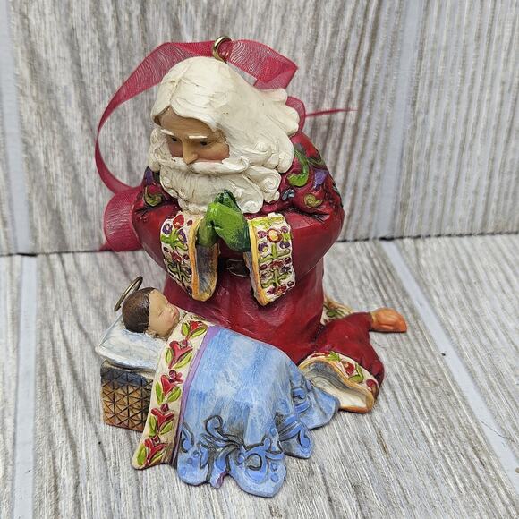 Jim‎ Shore Heartwood Creek Santa Praying Baby Jesus Nativity Ornament 4013899 - Picture 1 of 6